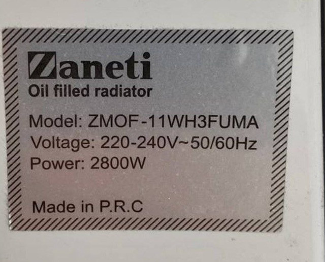 شوفاژ برقی زانتی مدل ZMOF-15BH3FUMA